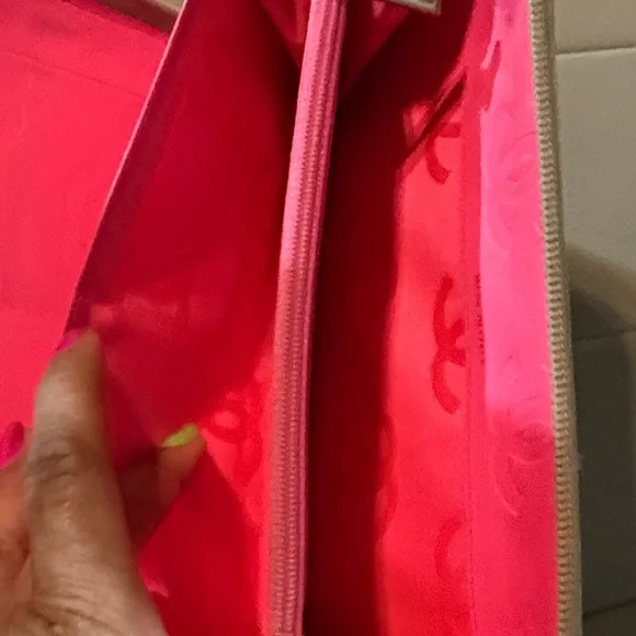 Chanel Quilted Cream and Black Phone Case / organizer wallet